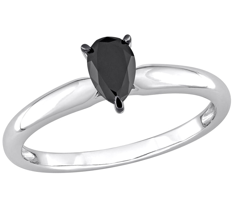 Affinity 0.50 cttw Pear Cut Black Diamond Ring, 14K White Gold — Main view