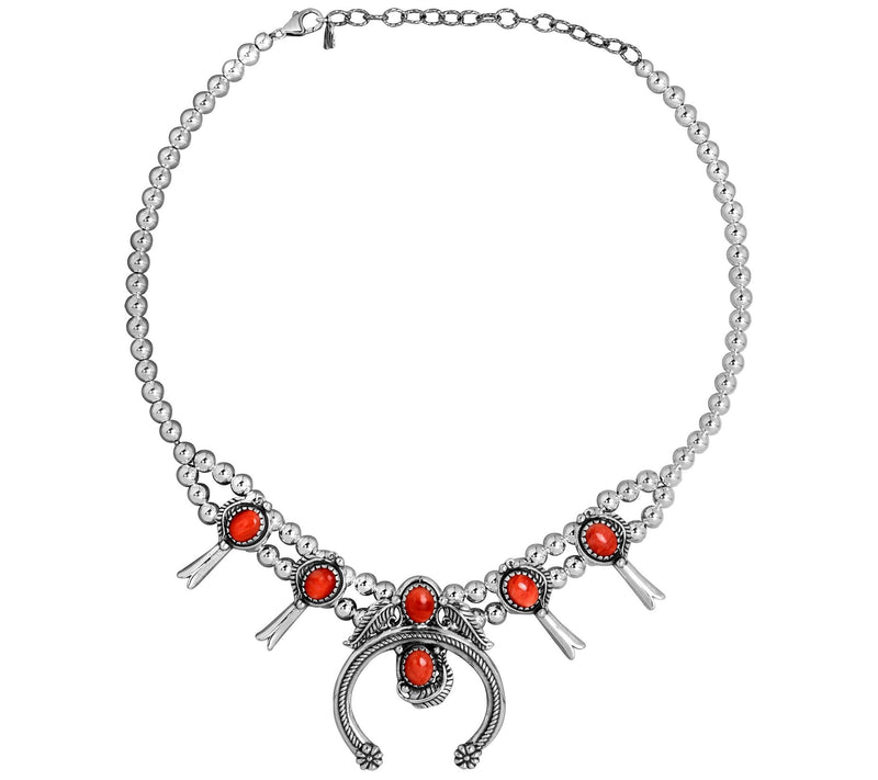American West Sterling Gemstone Squash Blossom Necklace — View 16