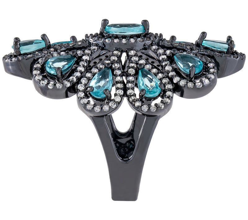 Sterling Silver 4.65 cttw Multi-Gemstone Cockta il Ring — View 2