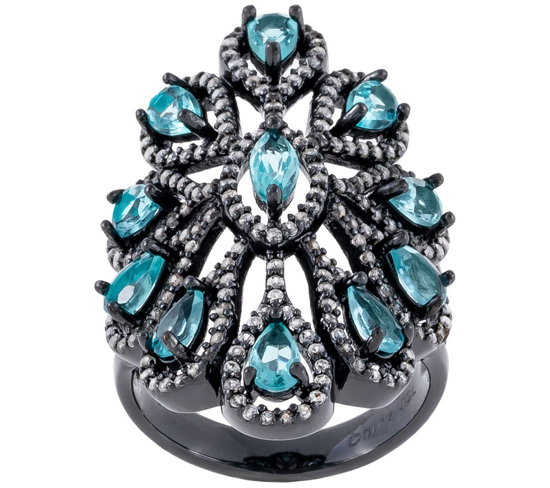 Sterling Silver 4.65 cttw Multi-Gemstone Cockta il Ring — Main view