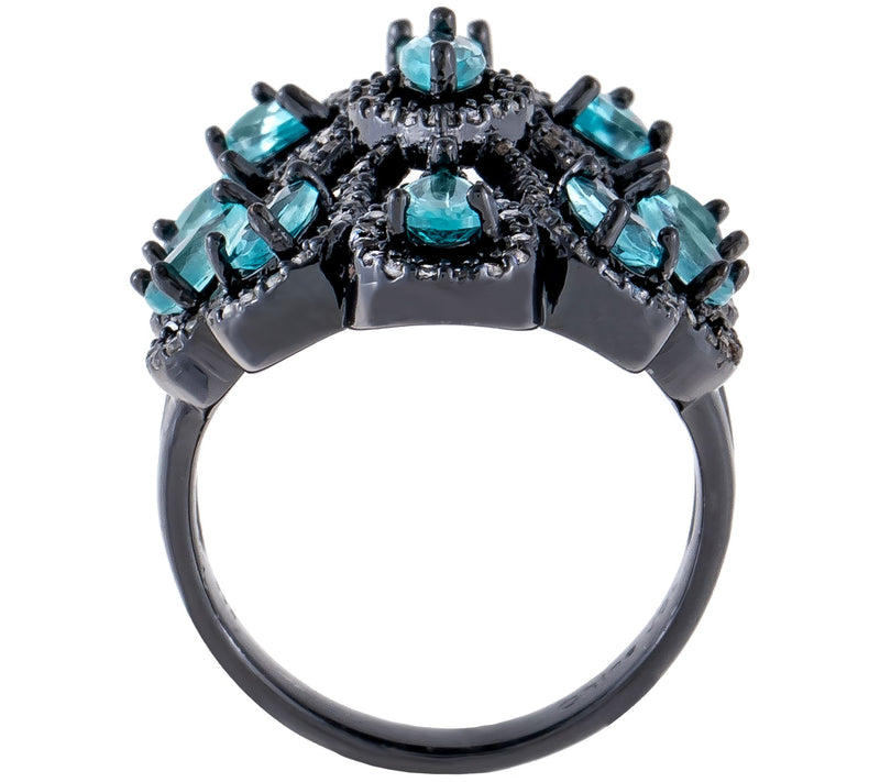 Sterling Silver 4.65 cttw Multi-Gemstone Cockta il Ring — View 3