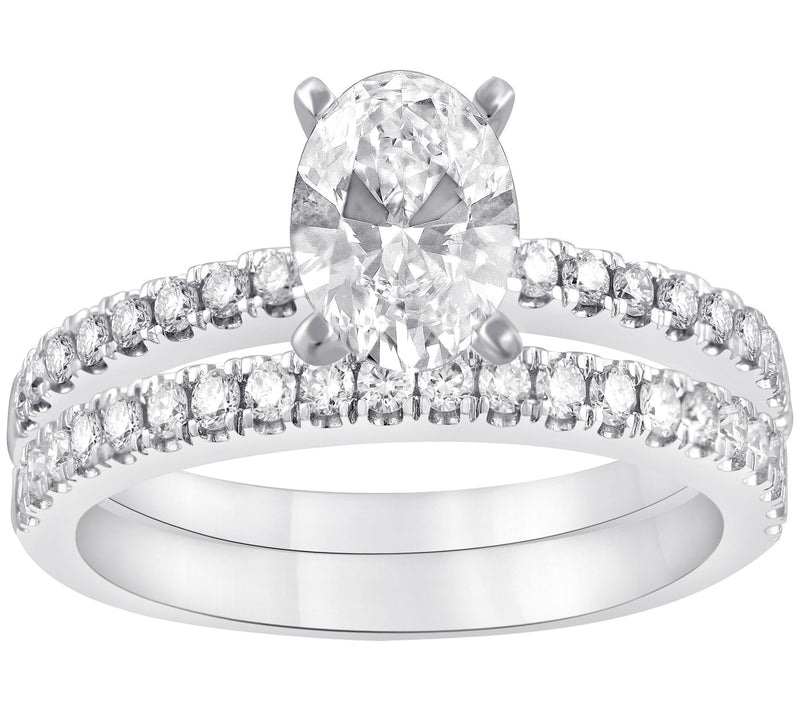 Fire Light Lab Grown Diamond 14K Oval Bridal Se t, 1.50 cttw — Main view