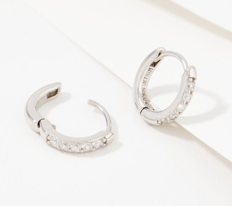Diamonique x Courtney Khondabi 11mm Huggie Hoops, Sterling — View 7
