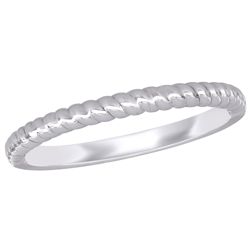 14k White Gold Twist Wedding Band Ring — Main view