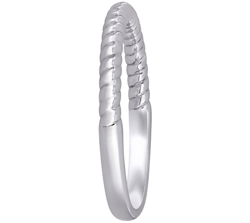 14k White Gold Twist Wedding Band Ring — View 4