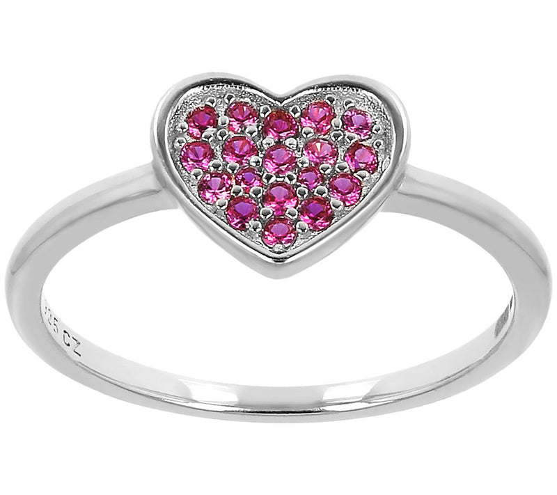 Diamonique 0.15 cttw Simulated Ruby Heart Ring, Sterling — View 5