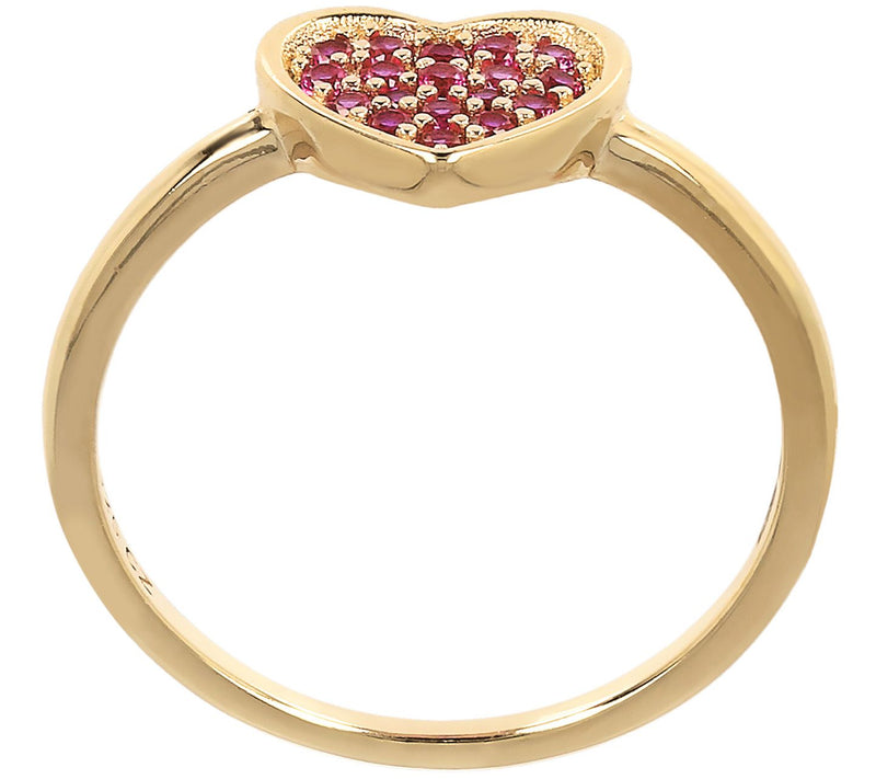 Diamonique 0.15 cttw Simulated Ruby Heart Ring, Sterling — View 9