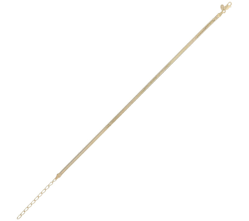 Veronese 18K Clad Flexible Herringbone Ankle Br acelet, 3.4g — View 4