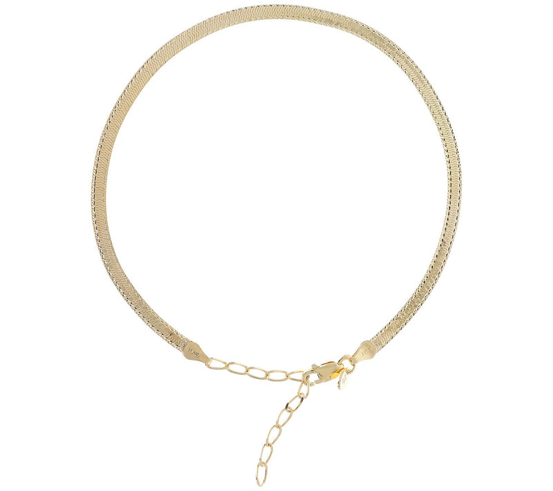 Veronese 18K Clad Flexible Herringbone Ankle Br acelet, 3.4g — View 3