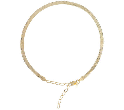 Veronese 18K Clad Flexible Herringbone Ankle Br acelet, 3.4g