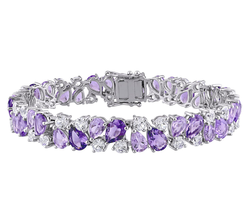 Sterling Silver 29.85 cttw Multi-Gemstone Vinta ge Bracelet — Main view