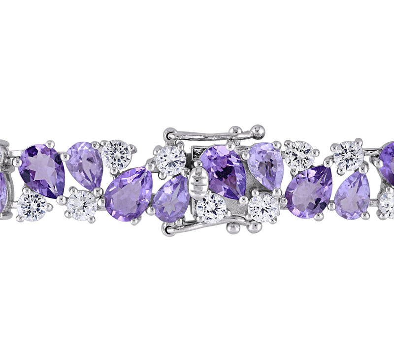 Sterling Silver 29.85 cttw Multi-Gemstone Vinta ge Bracelet — View 4
