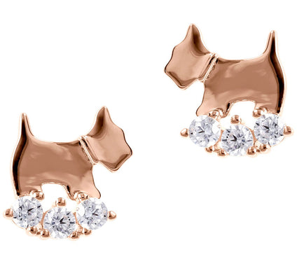 Diamonique 0.30 cttw Dog Stud Earrings, Sterlin g Silver