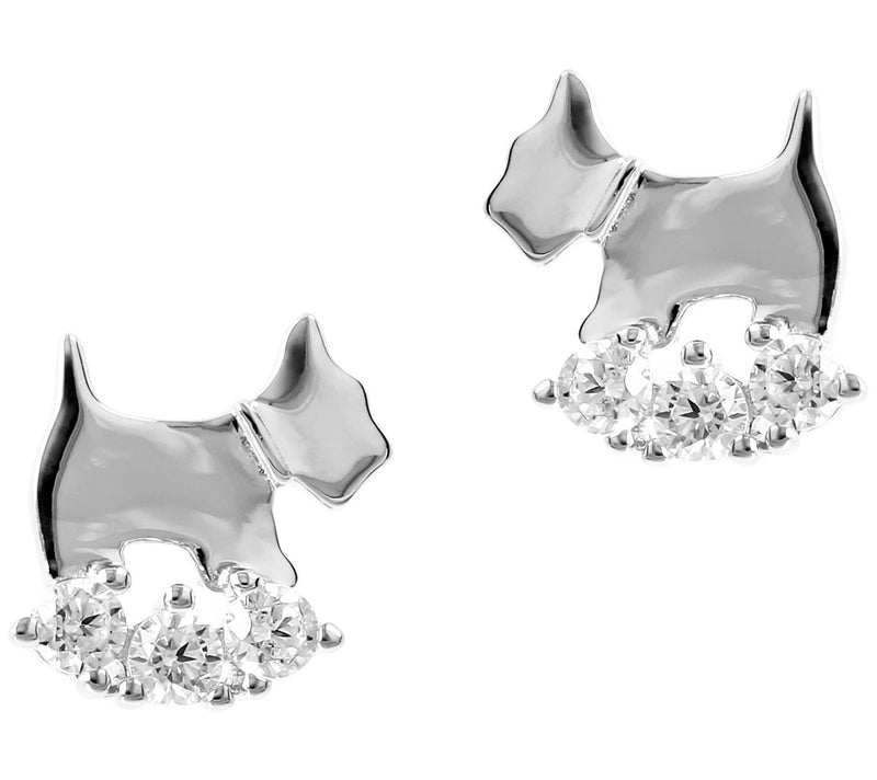 Diamonique 0.30 cttw Dog Stud Earrings, Sterlin g Silver — View 5