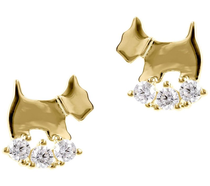 Diamonique 0.30 cttw Dog Stud Earrings, Sterlin g Silver — View 7