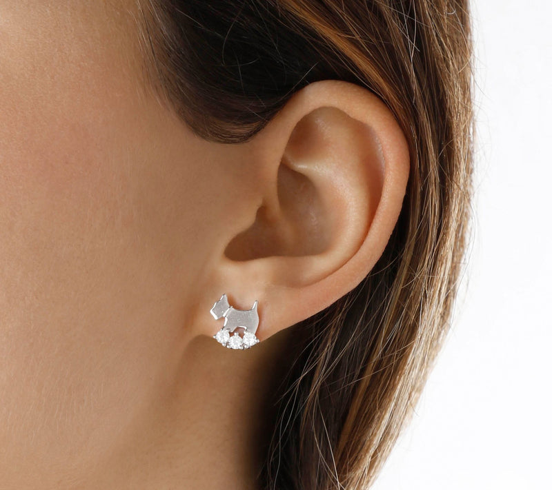 Diamonique 0.30 cttw Dog Stud Earrings, Sterlin g Silver — View 9