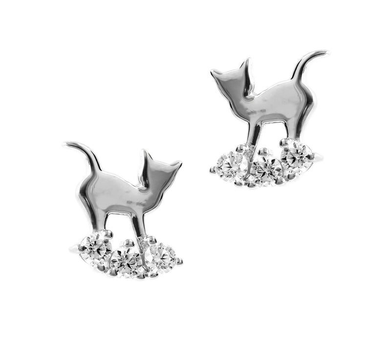 Diamonique 0.30 cttw Cat Stud Earrings, Sterlin g Silver — Main view