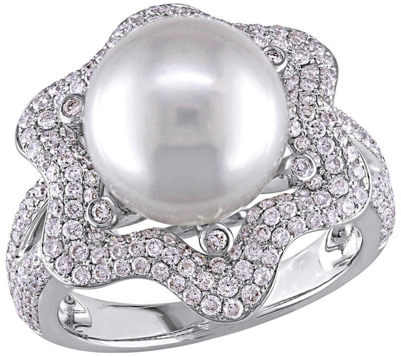 Bellini Cultured South Sea Pearl & 1.00 cttw Diamond Ring — Main view
