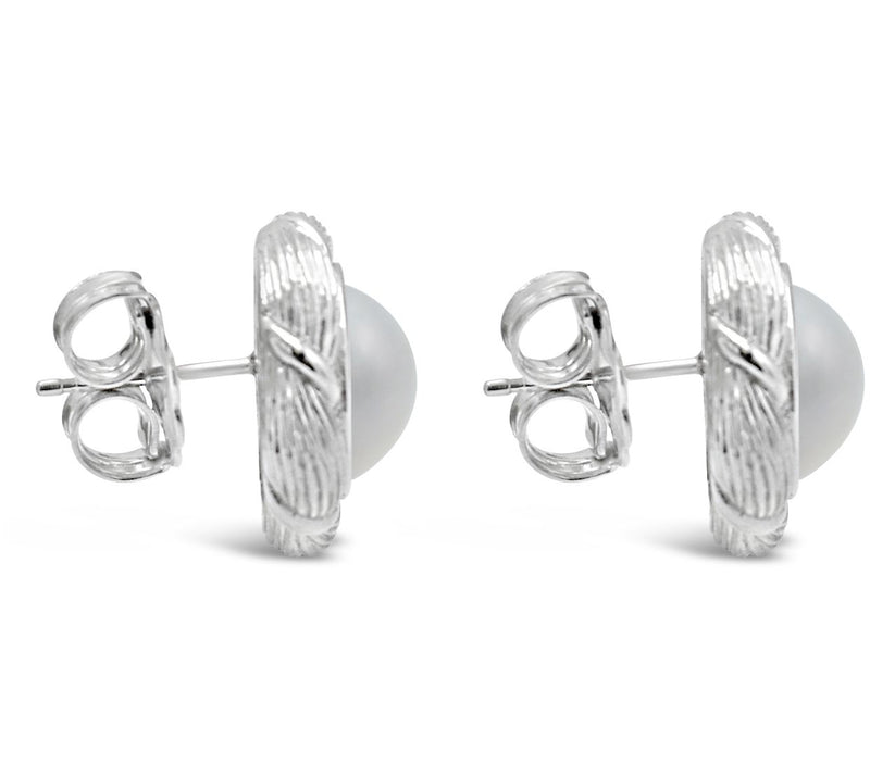 Ariva Sterling Silver Cultured Mabe Pearl Button Earrings — View 4