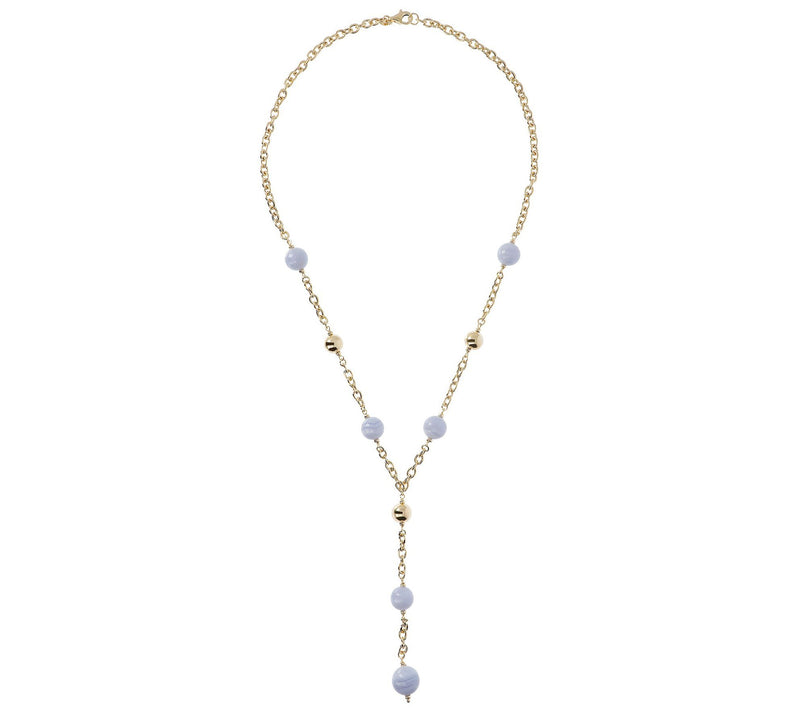 Italian Silver 24" Blue Lace Agate Bead Lariat Necklace — View 4