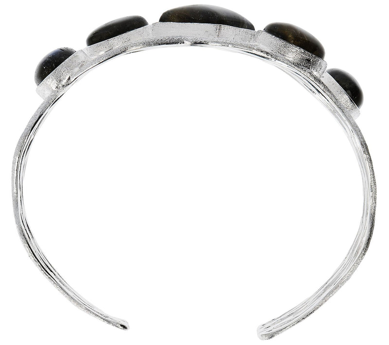 Italian Silver Openwork Labradorite Statement Cuff — View 4