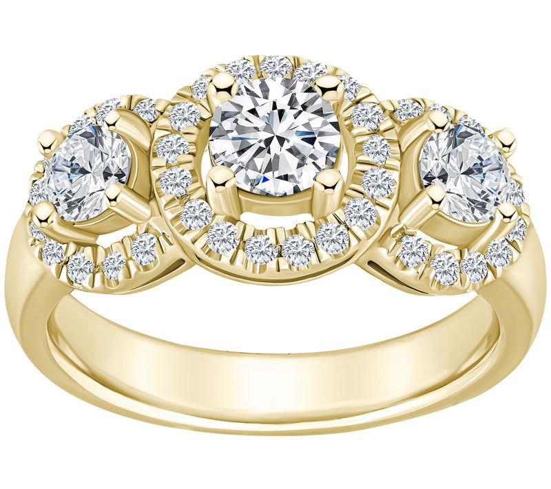 Affinity 1.25 cttw Diamond Halo 3-Stone Ring, 1 4K Gold — View 5