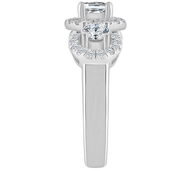 Affinity 1.25 cttw Diamond Halo 3-Stone Ring, 1 4K Gold — View 7