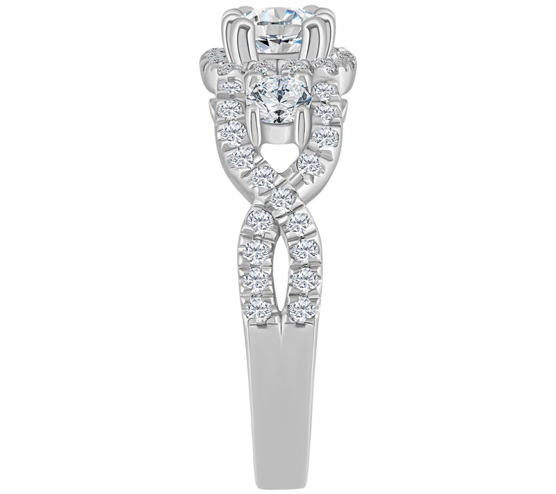 Affinity 1.05 cttw Diamond Halo 3-Stone Ring, 1 4K Gold — View 7