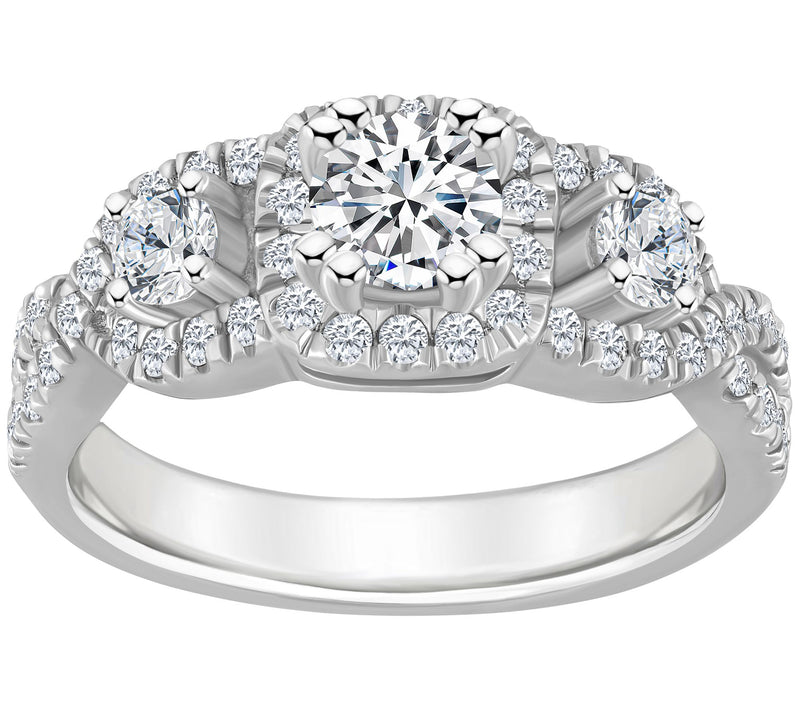 Affinity 1.05 cttw Diamond Halo 3-Stone Ring, 1 4K Gold — Main view