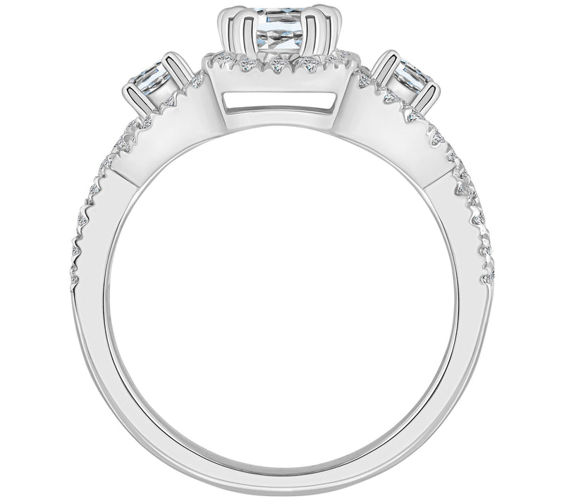 Affinity 1.05 cttw Diamond Halo 3-Stone Ring, 1 4K Gold — View 6