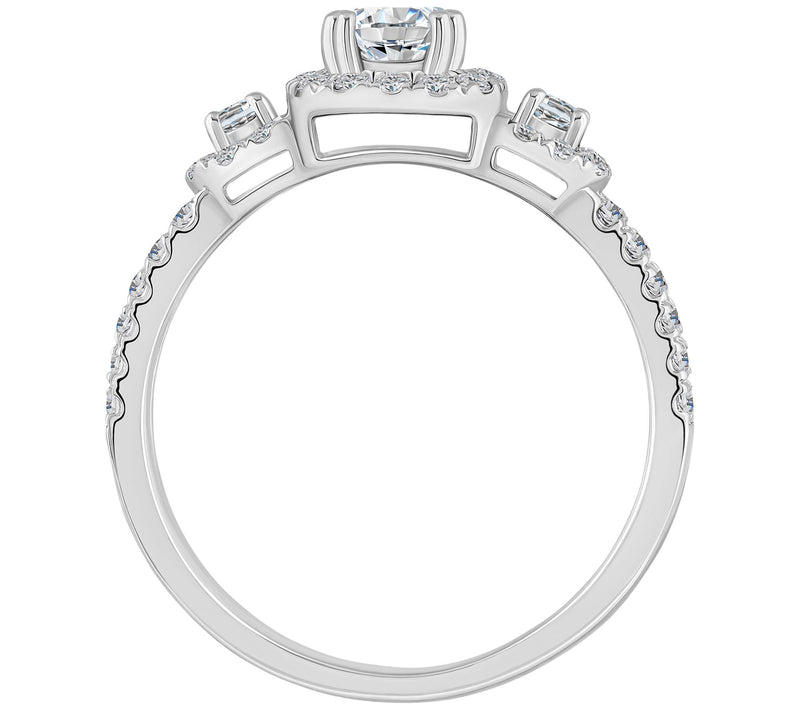 Affinity 1.00 cttw Diamond Halo 3-Stone Ring, 14K Gold — View 6