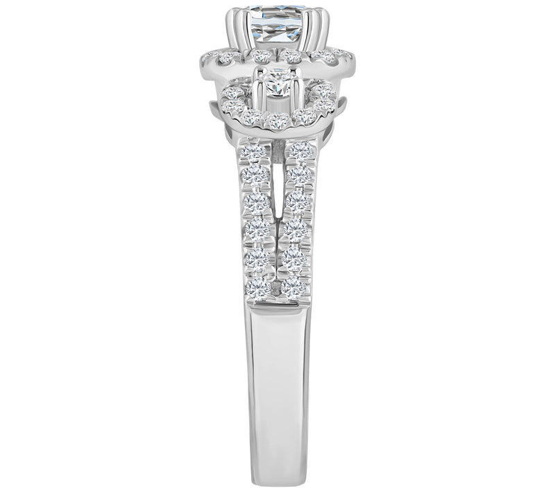 Affinity 1.00 cttw Diamond Halo 3-Stone Ring, 14K Gold — View 7