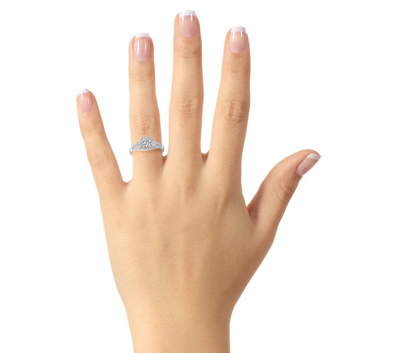 Affinity 1.00 cttw Diamond 3-Stone Engagement R ing, 14K Gold — View 8