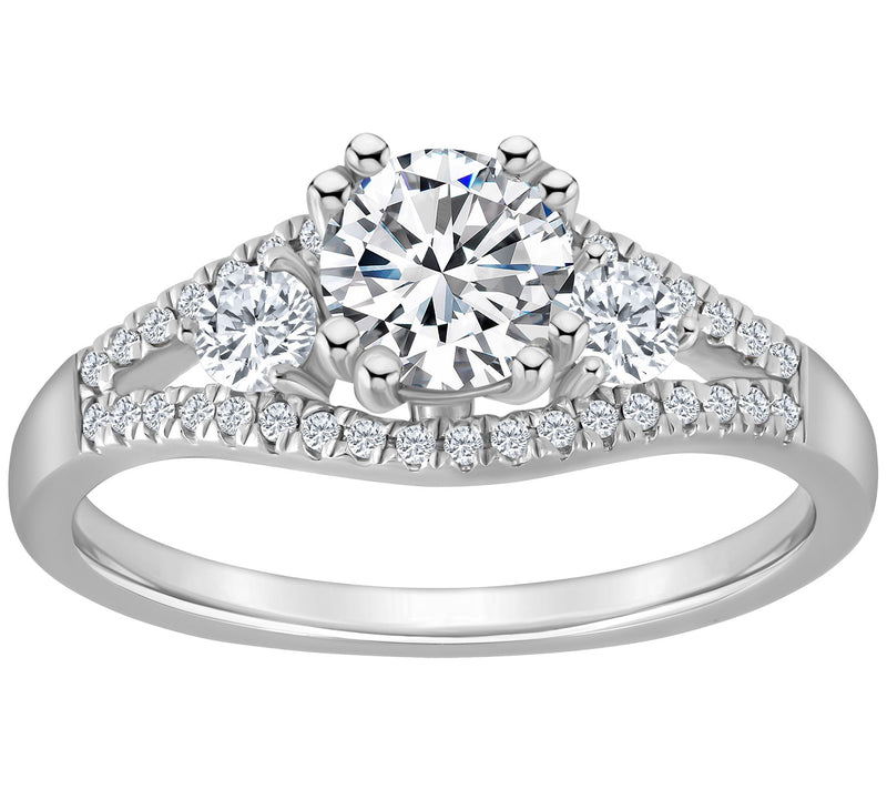 Affinity 1.00 cttw Diamond 3-Stone Engagement R ing, 14K Gold — View 3