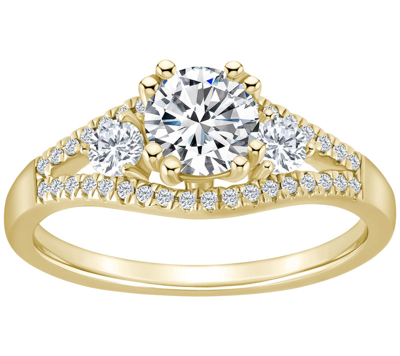 Affinity 1.00 cttw Diamond 3-Stone Engagement R ing, 14K Gold — View 5