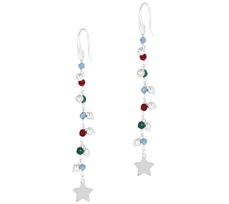 Italian Silver Multi-Gemstone Dangle Earrings — Main view