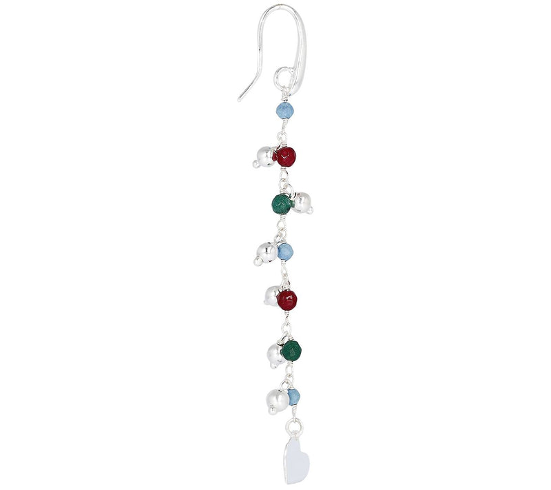 Italian Silver Multi-Gemstone Dangle Earrings — View 2