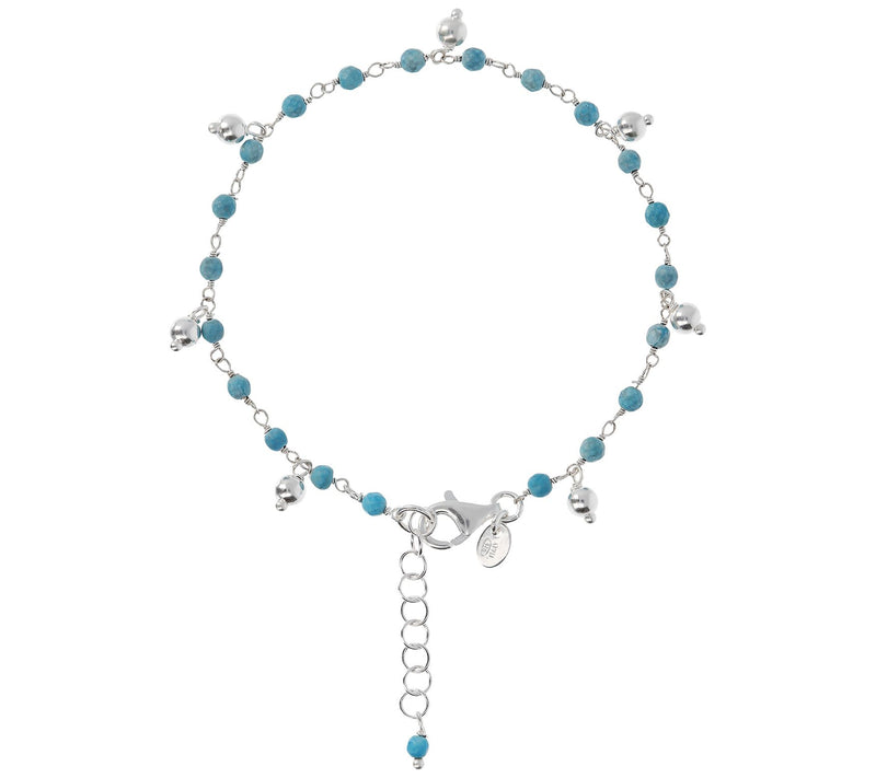 Italian Silver Gemstone & Dangle Bead Bracelet — Main view
