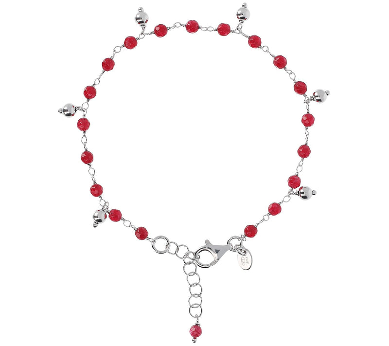 Italian Silver Gemstone & Dangle Bead Bracelet — View 7