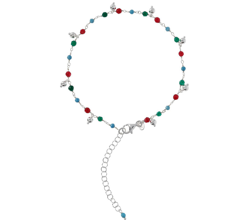 Italian Silver Gemstone & Dangle Ankle Bracelet — Main view
