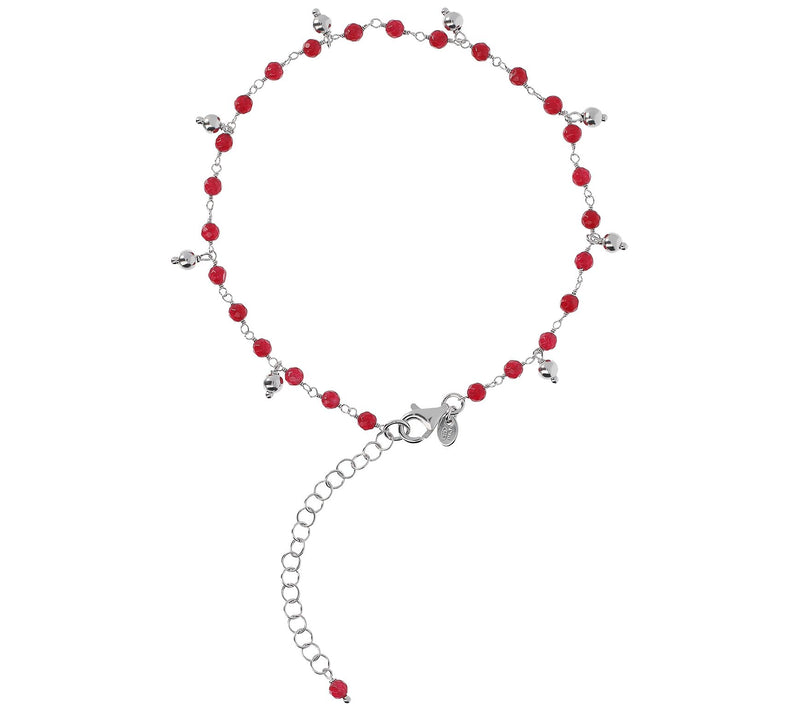 Italian Silver Gemstone & Dangle Ankle Bracelet — View 5