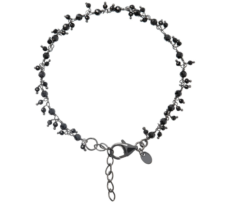Italian Silver Black Spinel Gemstone Bead Bracelet — Main view
