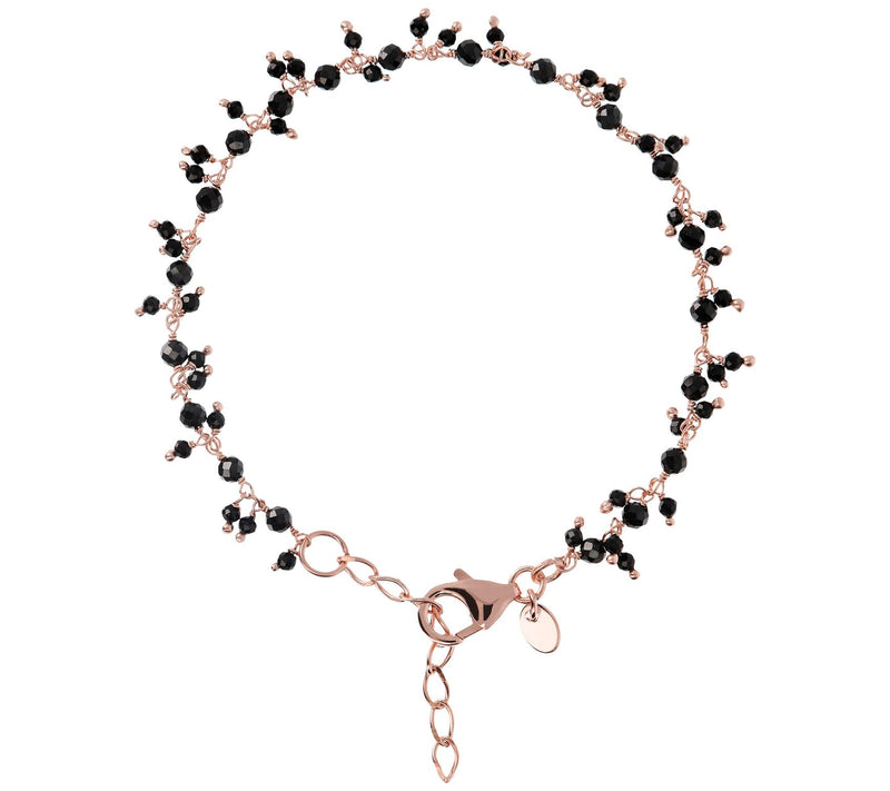 Italian Silver Black Spinel Gemstone Bead Bracelet — View 5
