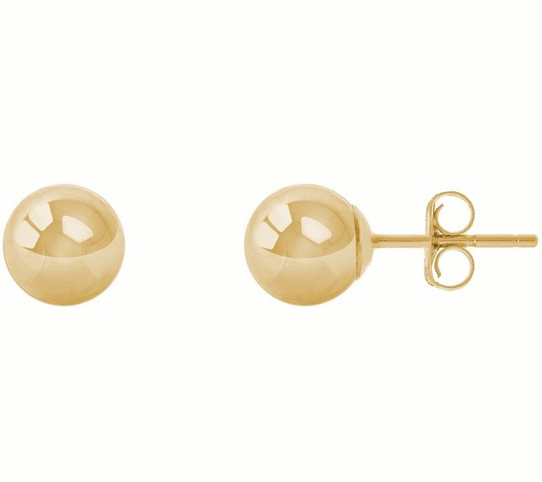 14K Gold 6mm Ball Stud Earrings — View 8