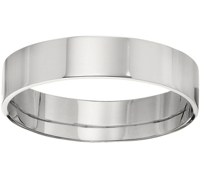 Men's 14K White Gold 5mm Flat Comfort Fit Wedding Band — Main view