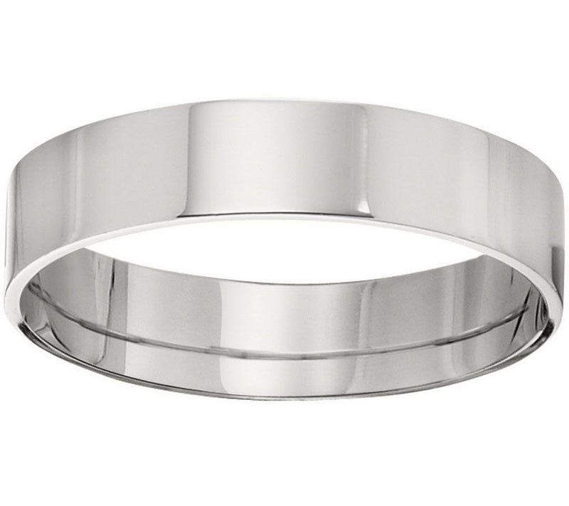 Women's 14K White Gold 5mm Flat Comfort Fit Wedding Band — Main view