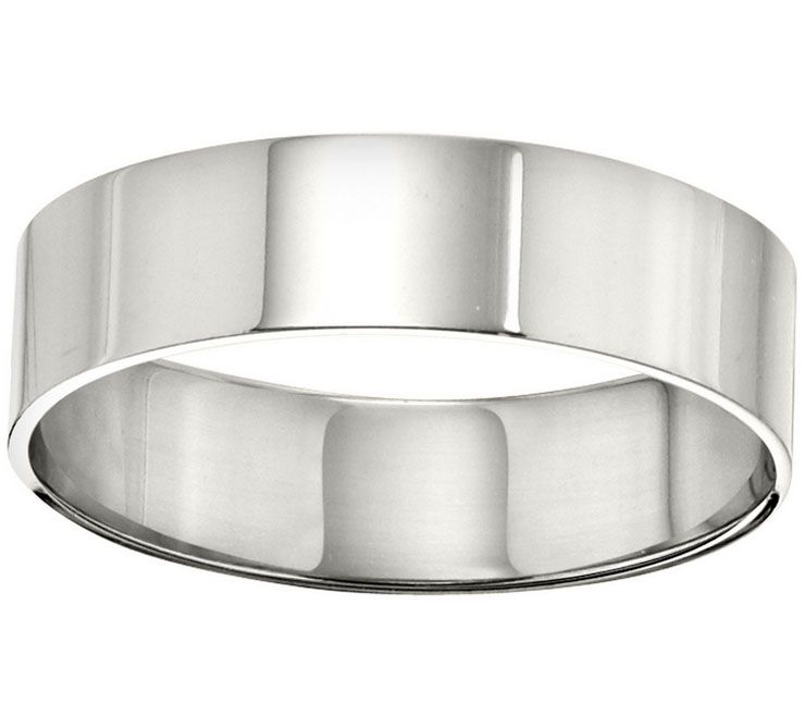 Men's 14K White Gold 6mm Flat Comfort Fit Wedding Band — Main view