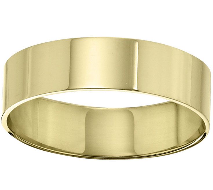 Women's 14K Yellow Gold 6mm Flat Comfort Fit Wedding Band — Main view
