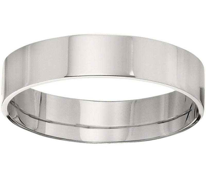 Men's 18K White Gold 5mm Flat Comfort Fit Wedding Band — Main view