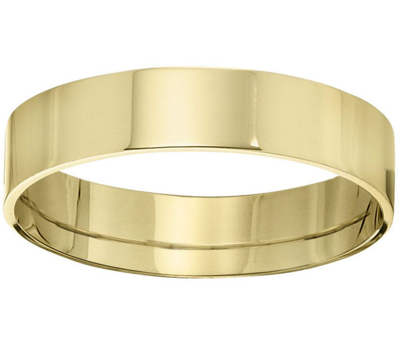 Women's 18K Yellow Gold 5mm Flat Comfort Fit Wedding Band — Main view